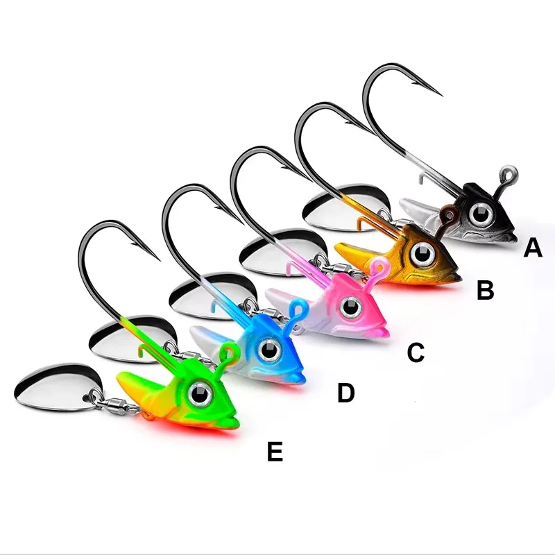 Lead Head Hook Fish Head Anti Hanging Bottom Hooks 15g Bass Carp Fishing Equipment Accessories Artículo De Pesca Assist Hooks