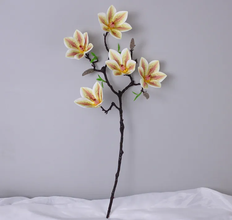 5 Stück/Set 5-Köpfige PU-Magnolien Künstliche Blumen Hochzeitsdekoration Brautstrauß Hochzeitsveranstaltung Geburtstagsfeier Heimdekoration Orchideen – Detail 12
