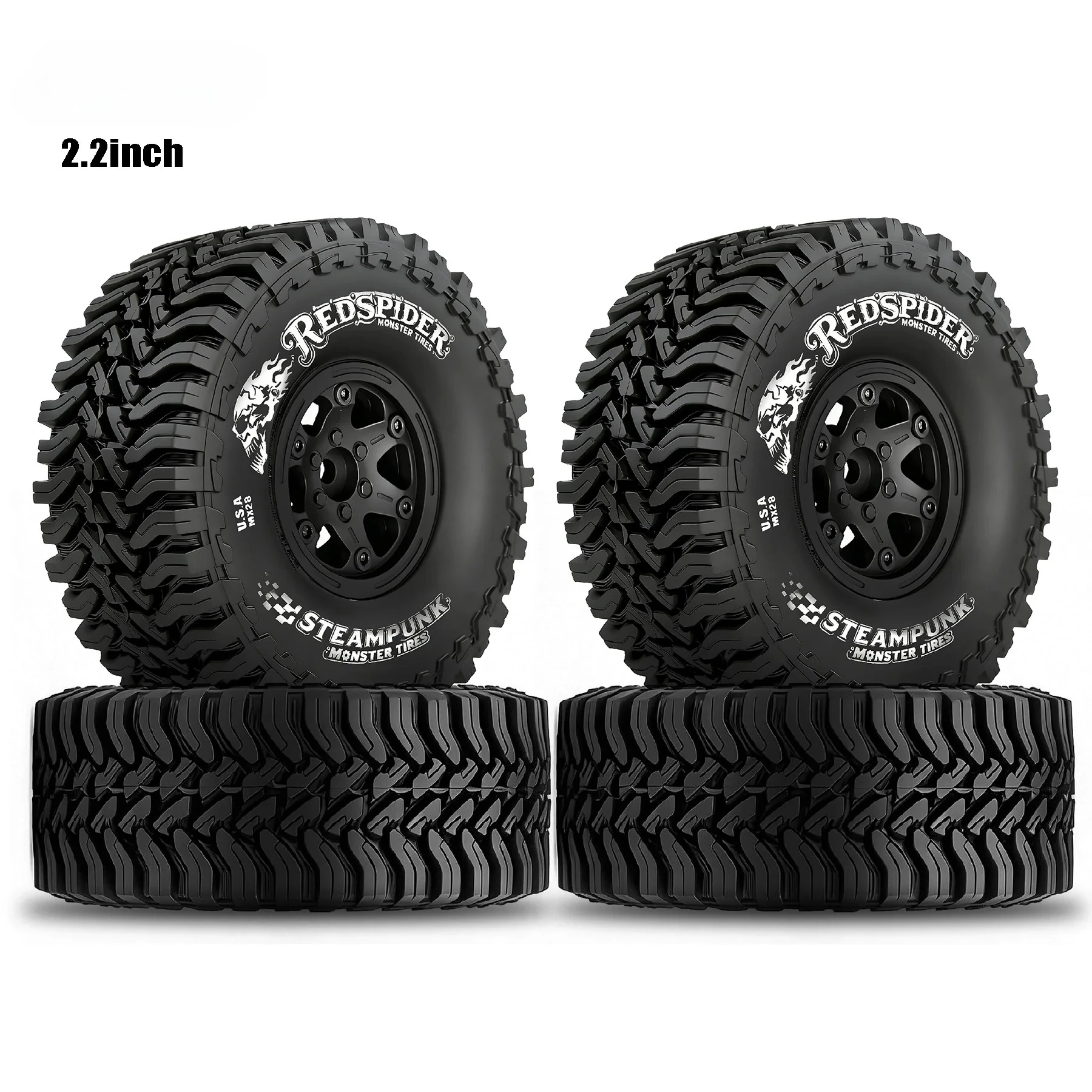

4Pcs 2.2" 136mm Metal Beadlock Wheel Tire Set, for 1/10 RC Crawler Axial SCX10 Wraith RR10 Capra TRX4 YK4082