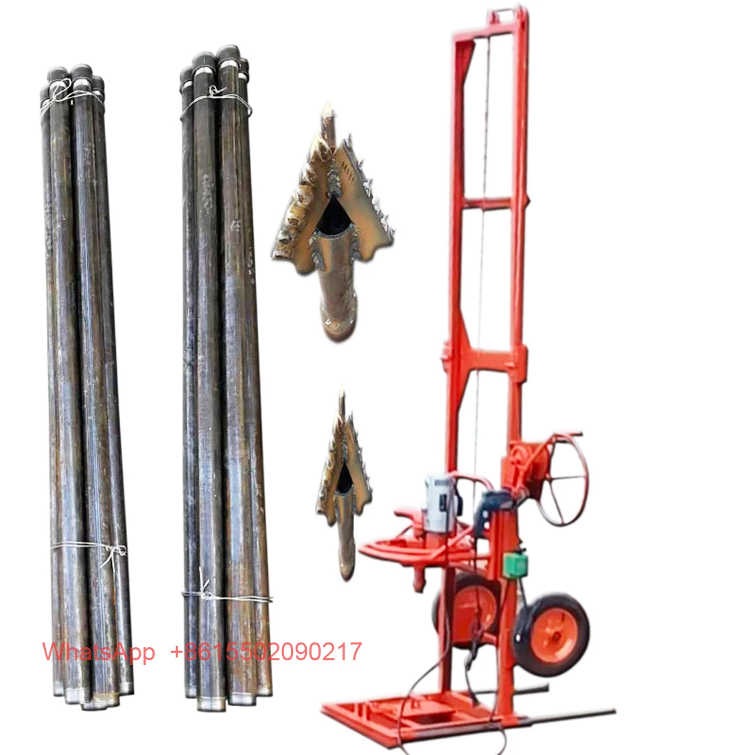 High power 220V small electric Water well drilling rig,2.5KW drilling rig equipment complete set of thickened drill pipe bit