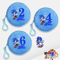 Soniced Coin Purse Portable Birthday Number 1-10 Years Old Anime Cute Plush Wallet Bank Card Storage Mini Bag Kid Boy Party Gift