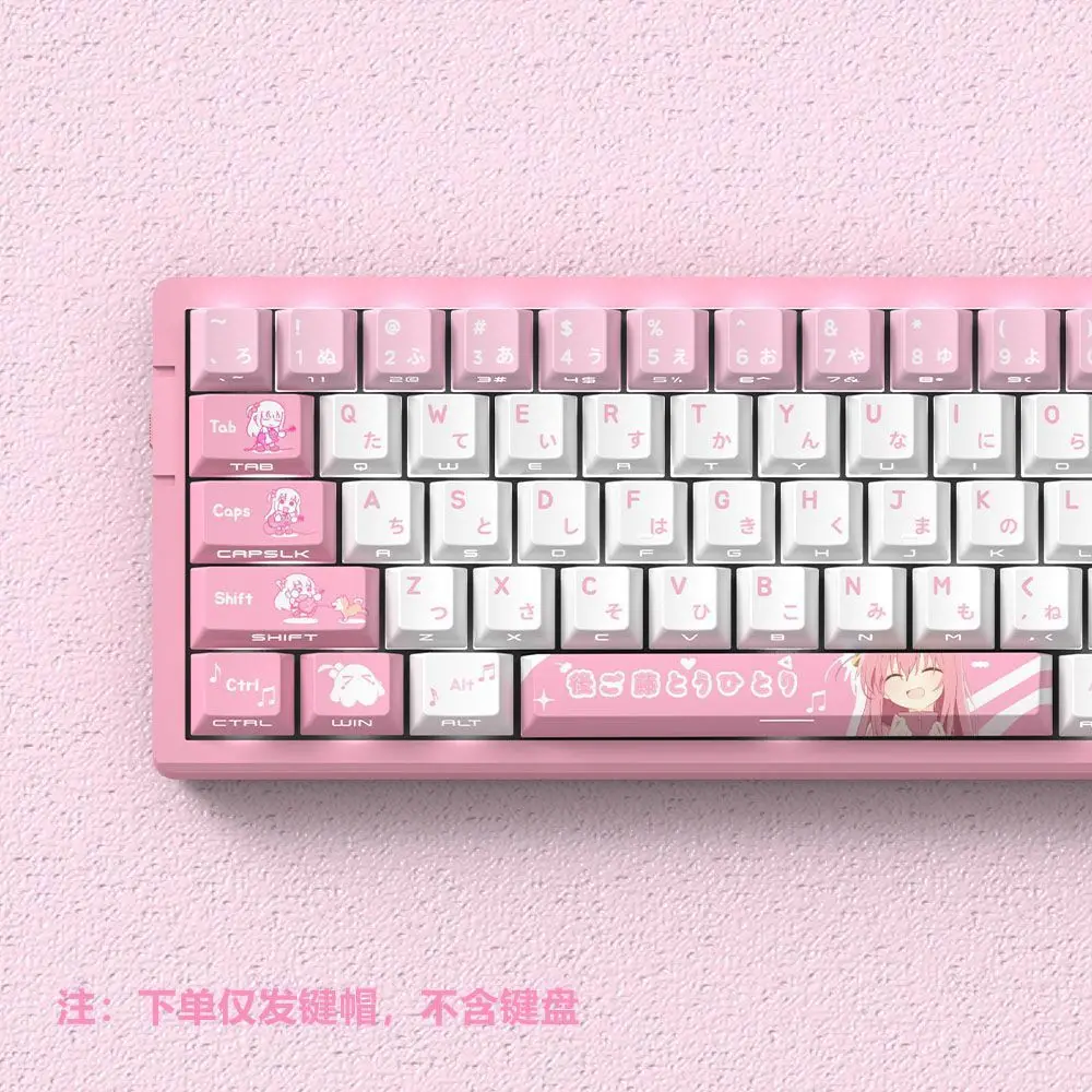 74 Kes Gitar Hero Tembus Tombol Anime Sisi Cetak Tombol PBT Dye-Sub Cherry untuk Keyboard Mekanis Wooting 60 65 68