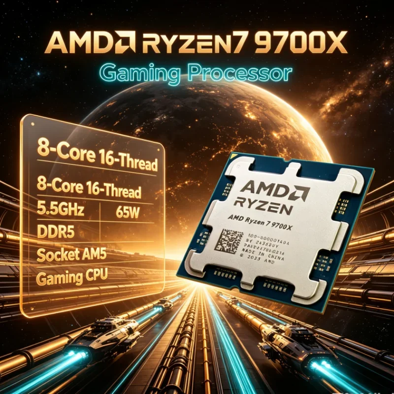 AMD Ryzen 7 9700X 8-Core 16-Thread L3=32M 65W without fan PCIe 5.0 Up to 5.5GHz DDR5 Socket AM5 4NM 3.8GHz CPU for Gaming PC
