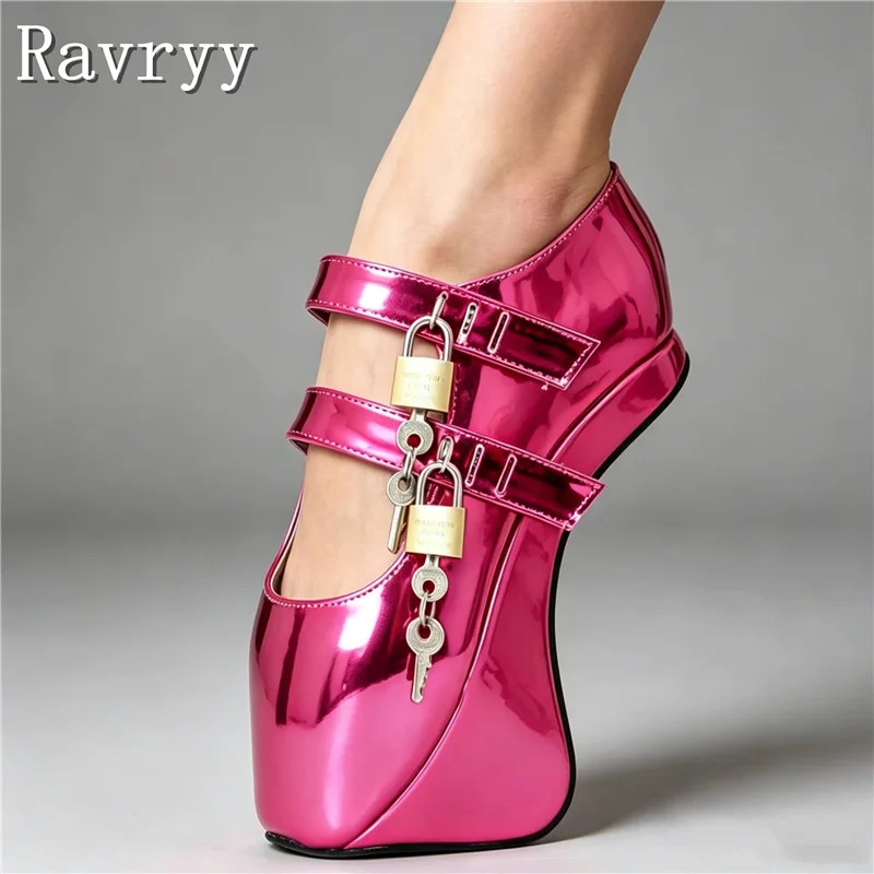 Women New Heelless Design Sexy Ballet Pumps 18CM Hoof Heel Platform Buckle Strap Mary Janes Shoes for Party Cosplay Costume - view 5