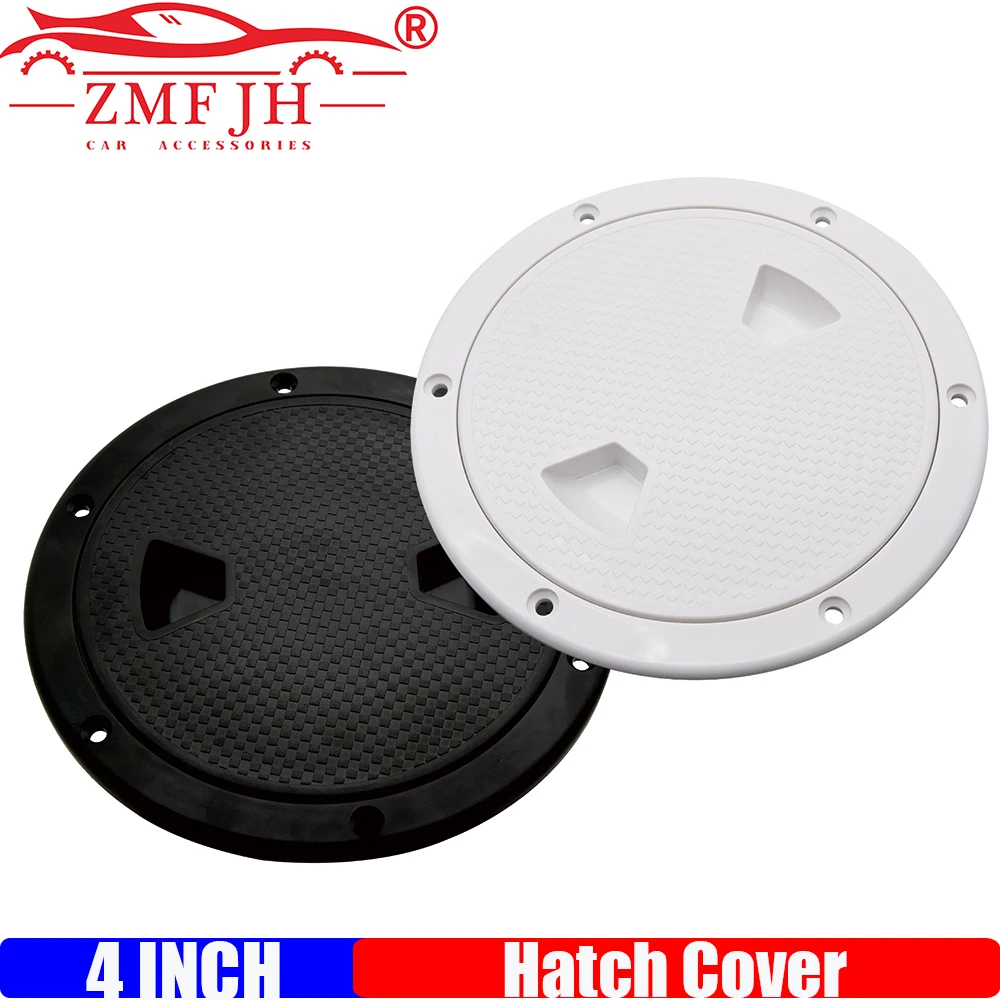White Black Boat Hatch Cover 4 INCH ABS Round Non Slip Inspection Hatch Detachable Cover for Marine Boat Yacht Accessories