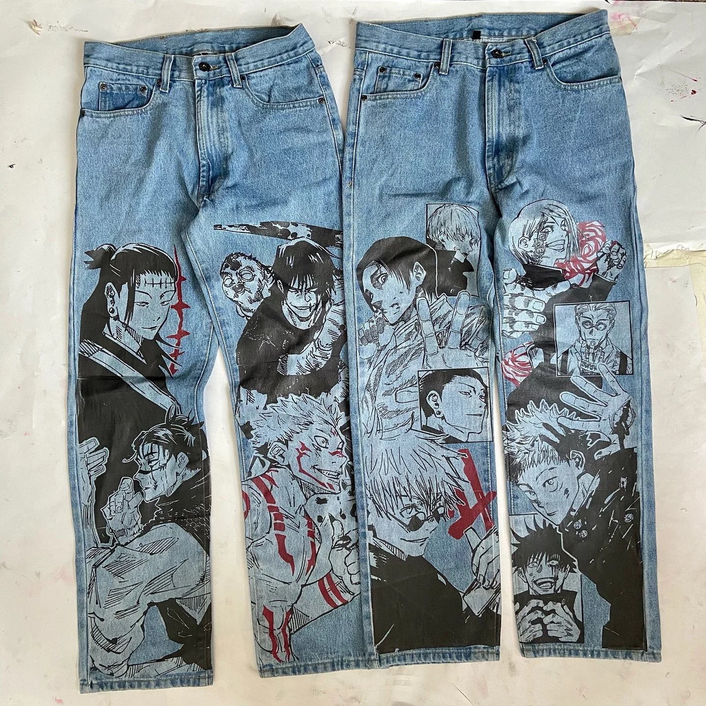 

Y2k Jeans for Men Harajuku Japanese Popular Anime Print Baggy Jean Wide Leg Trouser New Style Streetwear Women High Waist Pants