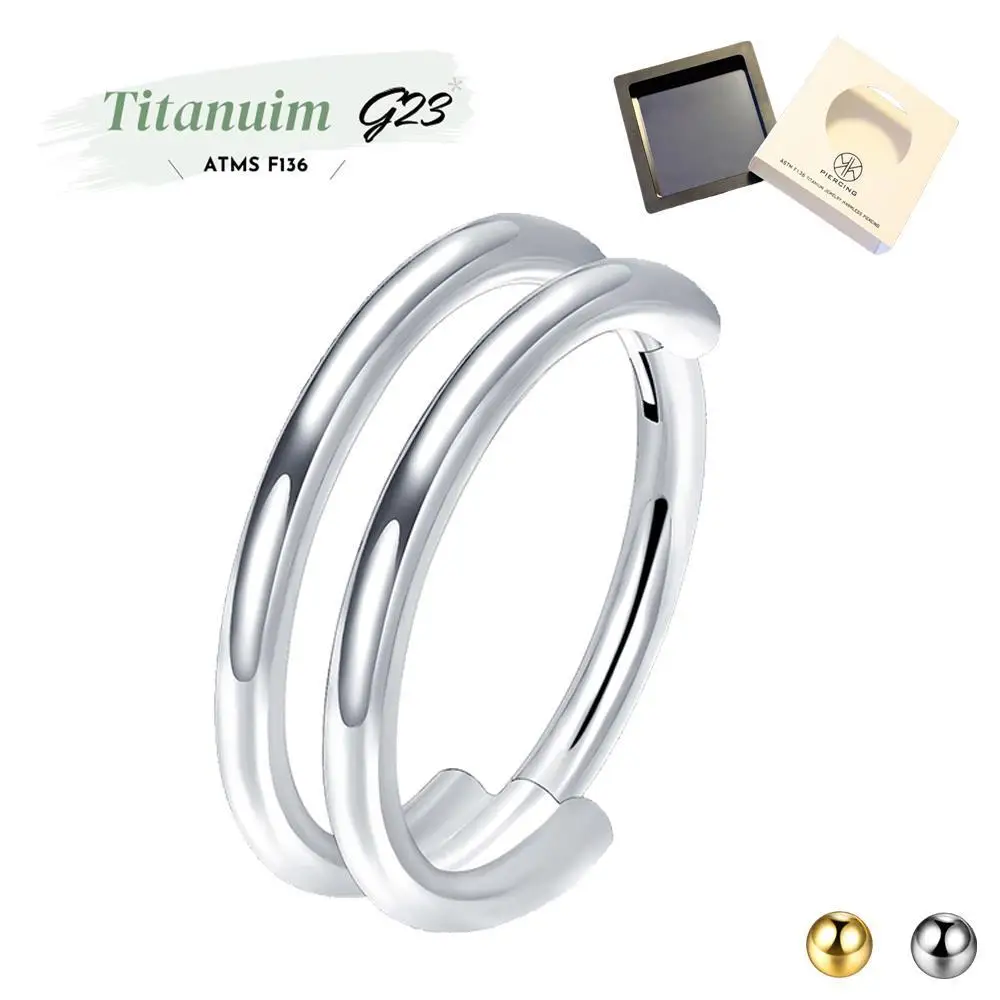 G23 Titanio Antialérgico Septo Piercing Anillo de la nariz Nostril Hoop Tragus Cartílago Pendiente Labio Anillo de Stud Clicker Caja de joyería del cuerpo