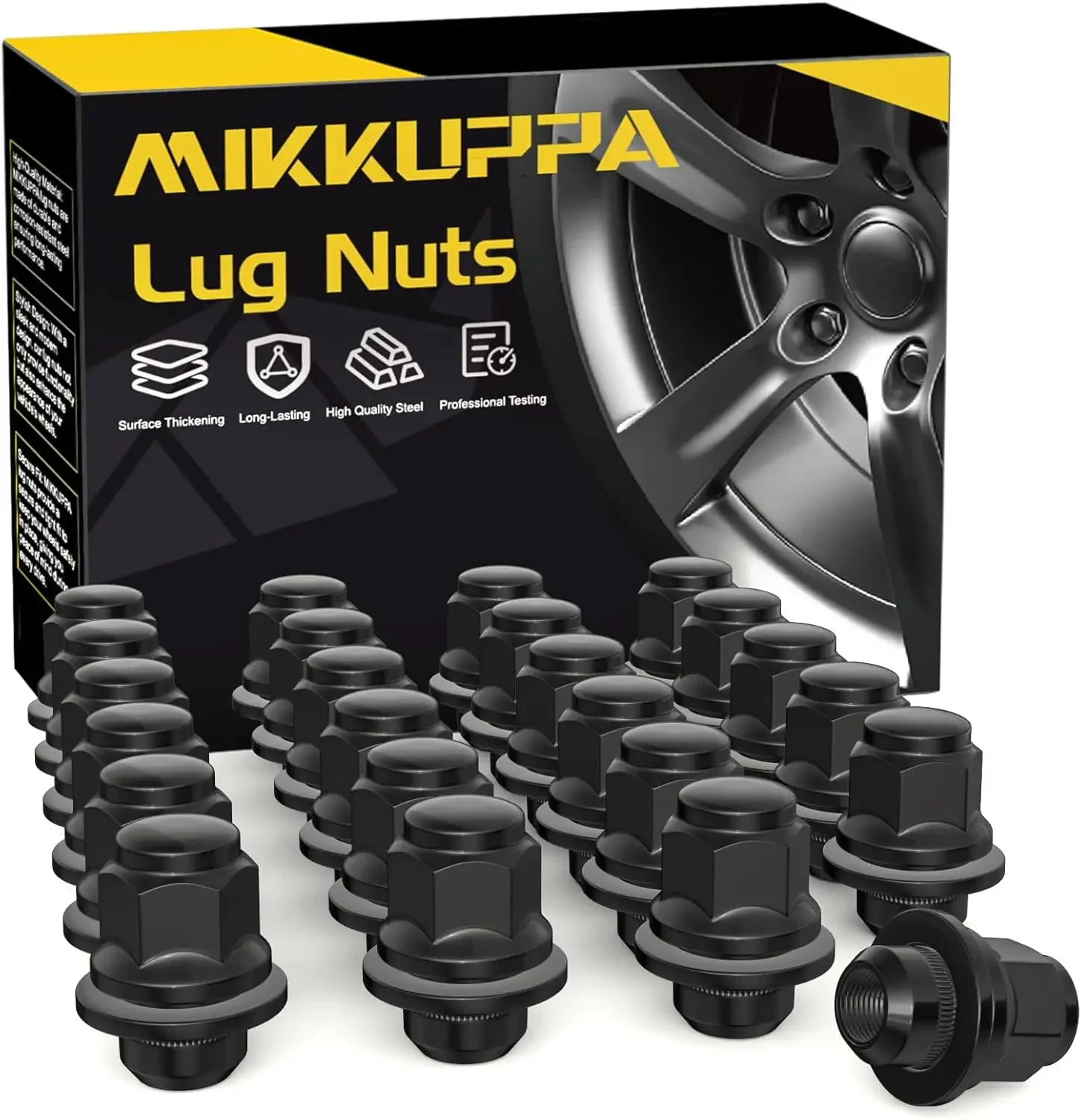 MIKKUPPA 24pcs m12x1.25 Lug Nuts - 1.47 Inch 13/16 Hex OEM Mag Washer Style Factory Black Lug Nuts Replacement for Nissan