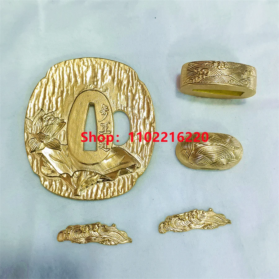 

High Quality Copper Soild Brass Carved Handguard Guard Tsuba Fuchi Kashira Menuki For Japanese Samurai Katana Sword Parts