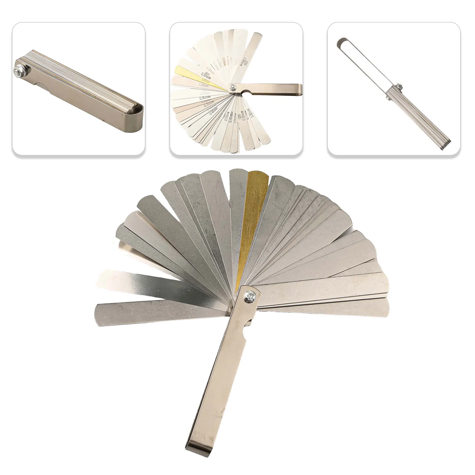 

32 Blades Feeler Gauge Stainless Steel Metric 0.02-1.00mm Gap Filler Tune Up Gauge Filler Gauge Valve Clearance Measurement Tool