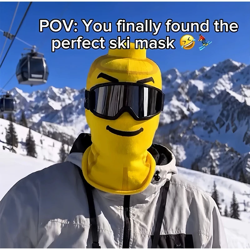 Novelty Building Block Person Printed Yellow Ski Mask Man Windproof Balaclava Head Cover Outdoor Cycling Face Mask Funny Design