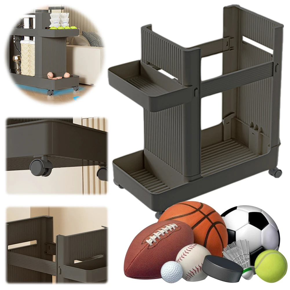 

Тележка-корзина для спортивного инвентаря с колесами, держатель для тренажеров, стойка для хранения ковриков для йоги, органайзер для фитнес-оборудования и спортивных инструментов