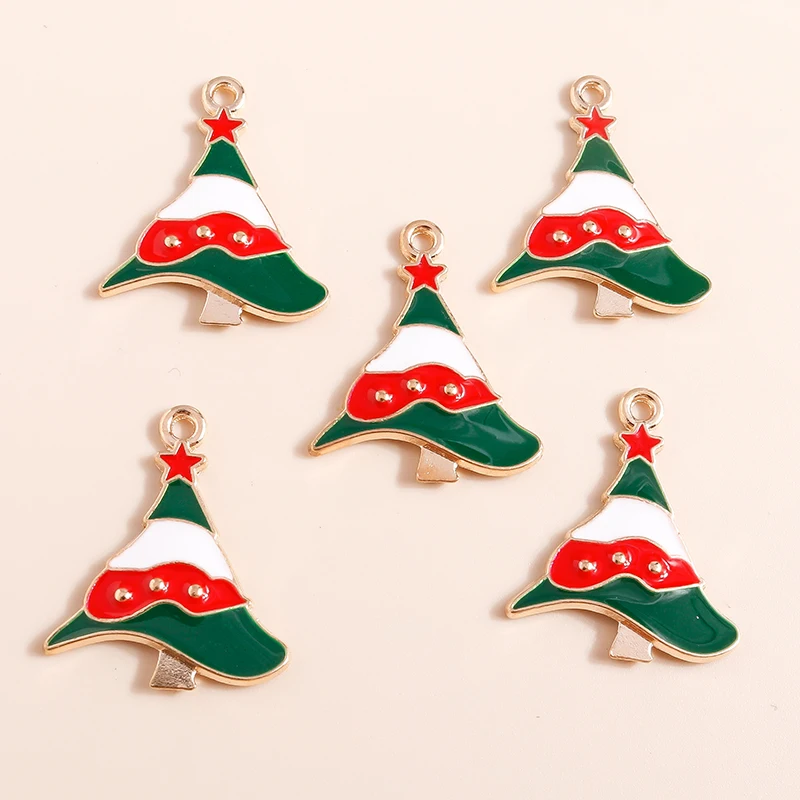 20 Stück 21x26mm Niedliche Emaille-Weihnachtsbaum-Anhänger für Schmuckherstellung, Ohrringe, Halsketten, Armbänder, DIY-Bastelzubehör – Detail 5