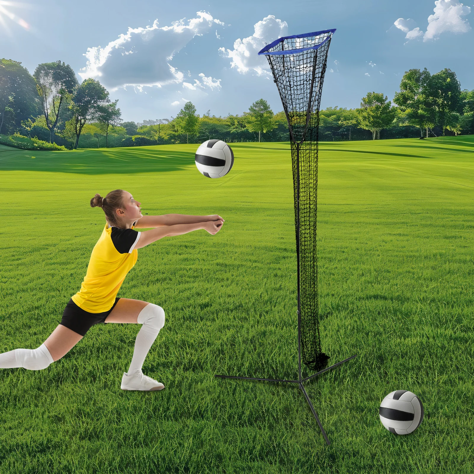

Система тренировочной сетки для волейбола, регулируемая высота 225–330 см, тренировочная сетка с контролем угла, портативное волейбольное оборудование