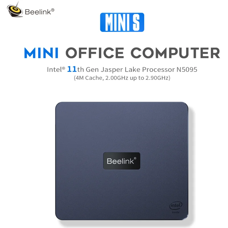 

beelink MINI S Intel Jasper Lake N5095 Четырехъядерный мини-ПК Windows11 16 ГБ DDR4 1 ТБ SSD WIFI5 BT4.2 Игровой ПК с двойным экраном 4K HD VGA