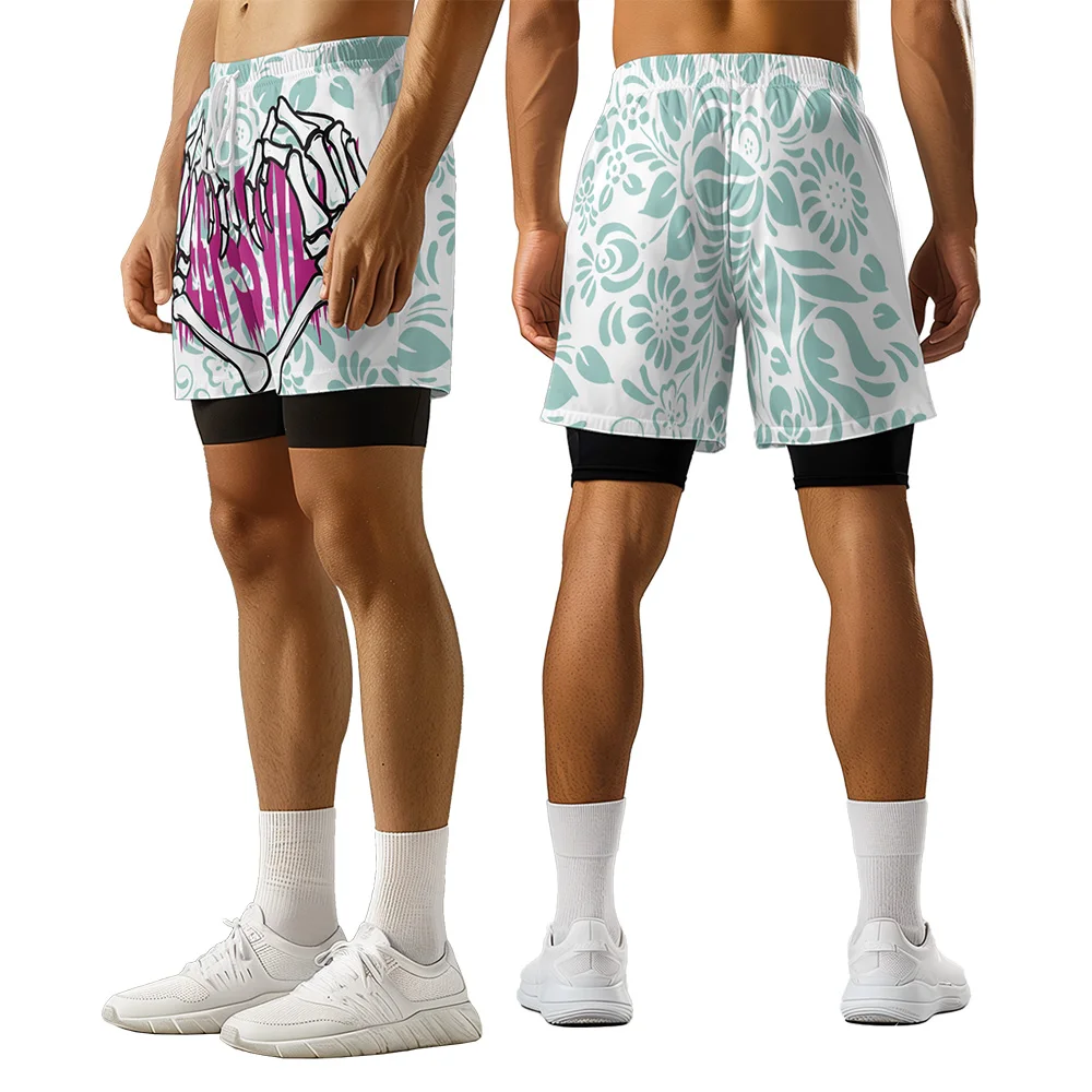 

2024 New original design Skeleton hands Summer 3D Advanced Print Casual trend Sports High Street basketball shorts men shorts