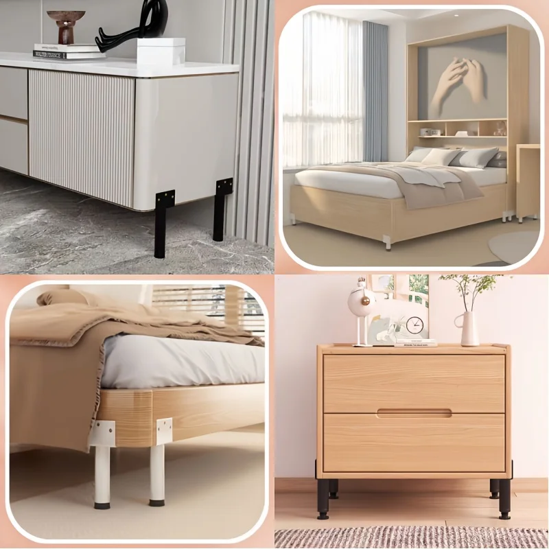 4pcs Multifunctional Metal Replacement Legs/Adjustable Height Furniture Feet Suitable for Cabinets Sofas Wardrobes Bedside Table