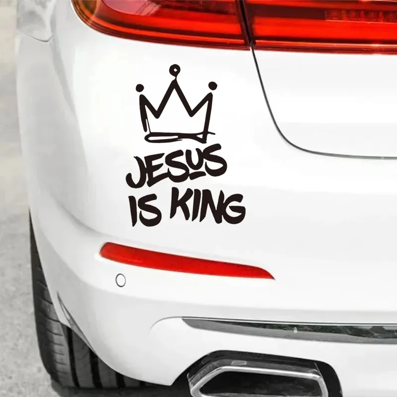 

Car Vinyl Decal Jesus Is King Crown ticker Waterproof Removable for Car Motorcycle Laptop Auto Body Decoration