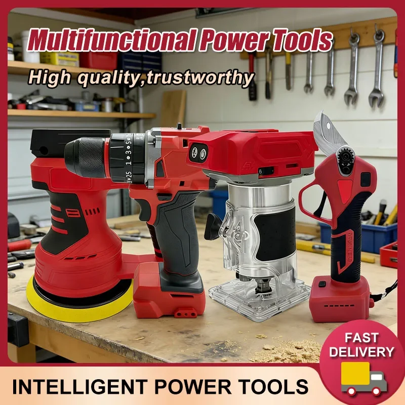 

Многофункциональные электроинструменты Fit Milwaukee: электрическая ленточная пила, ударный гайковерт, маленькая электродрель, бесщеточная воздуходувка, термоклеевой пистолет
