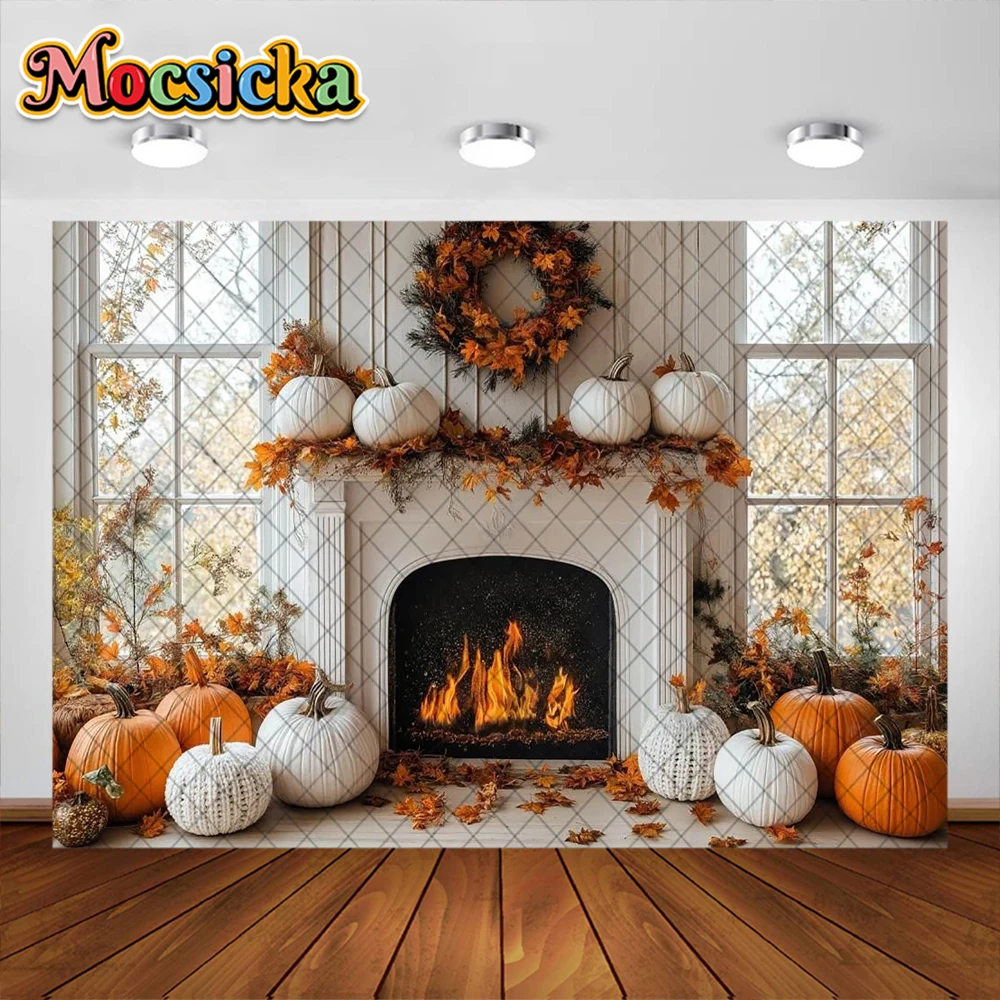 Осенний фон для фотосъемки с тыквой, искусственное украшение для детей, праздничный портретный фон, Фотостудия
