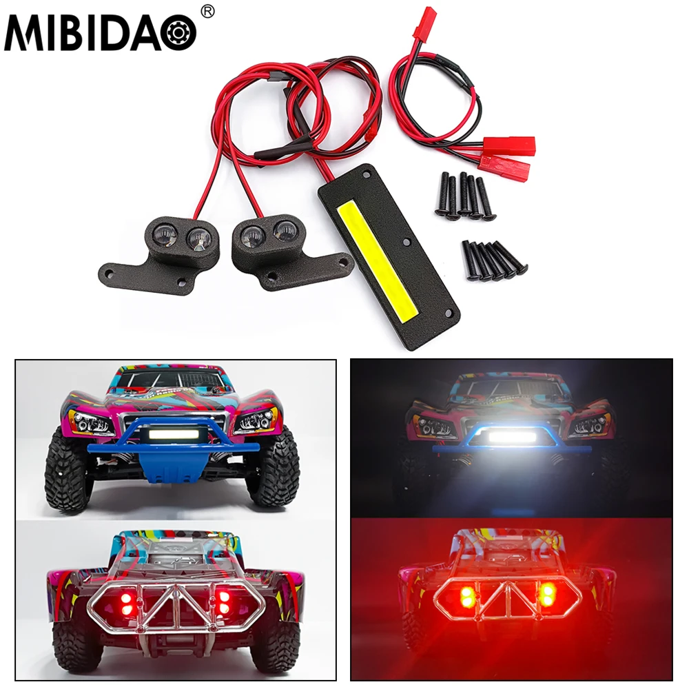 MIBIDAO Zestaw przednich i tylnych świateł LED Reflektor tylny do SLASH 2WD 1/10 Short Course Truck RC Parts