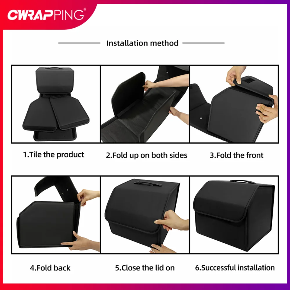 Auto Trunk Storage Boxes Multi-Size Car Trunk Organizer Box Large Capacity Stowing Tidying PU Leather Folding Cars Storage Bags