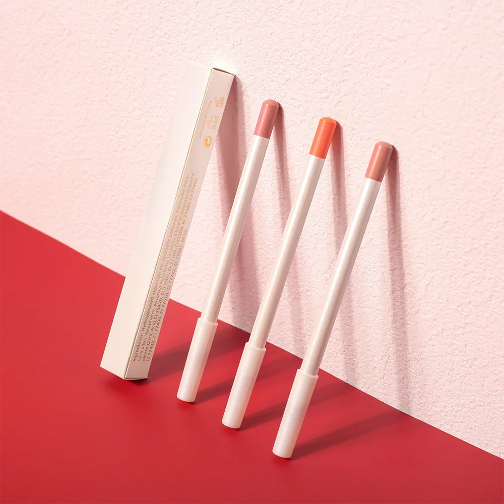 ไม่มีโลโก้ Lipliner ดินสอลิปสติก Matte Nude Red Contour Tint ลิปสติก Long Lasting Non-stick Cup Lipliner แต่งหน้า Lip Stain