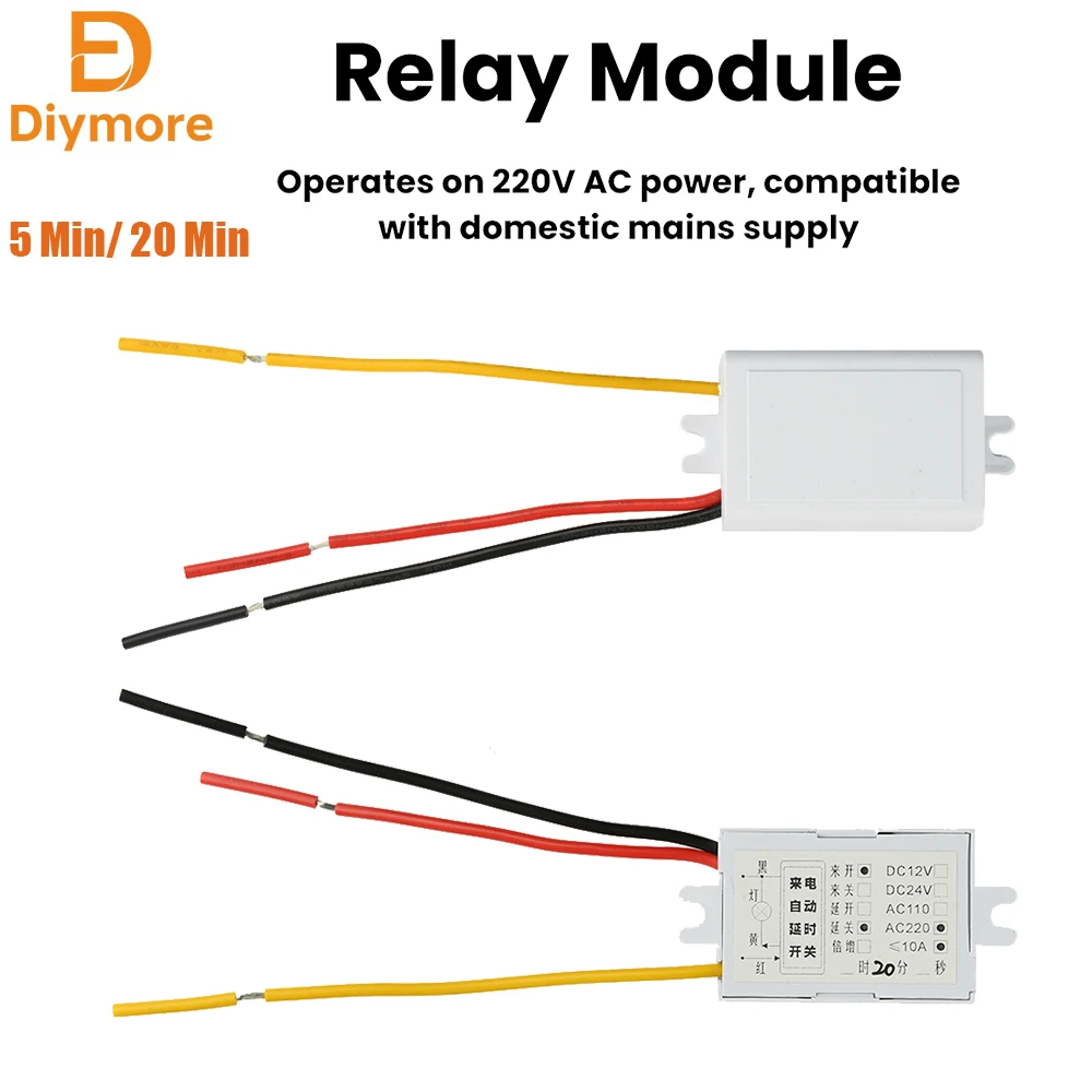 AC 220V 10A（Max） Power On Delay Power-Off Switch Module 5 Min/20 Min Power On Delay/Start Automatic Timer With Casing