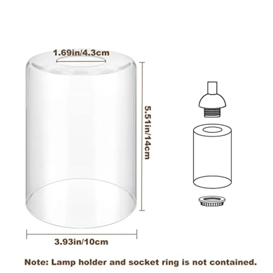 Clear Glass Replacement Shade, High Transmittance Cylinder Glass Lampshade Covers for Vanity lighting Fixtures Table Lamp Floor