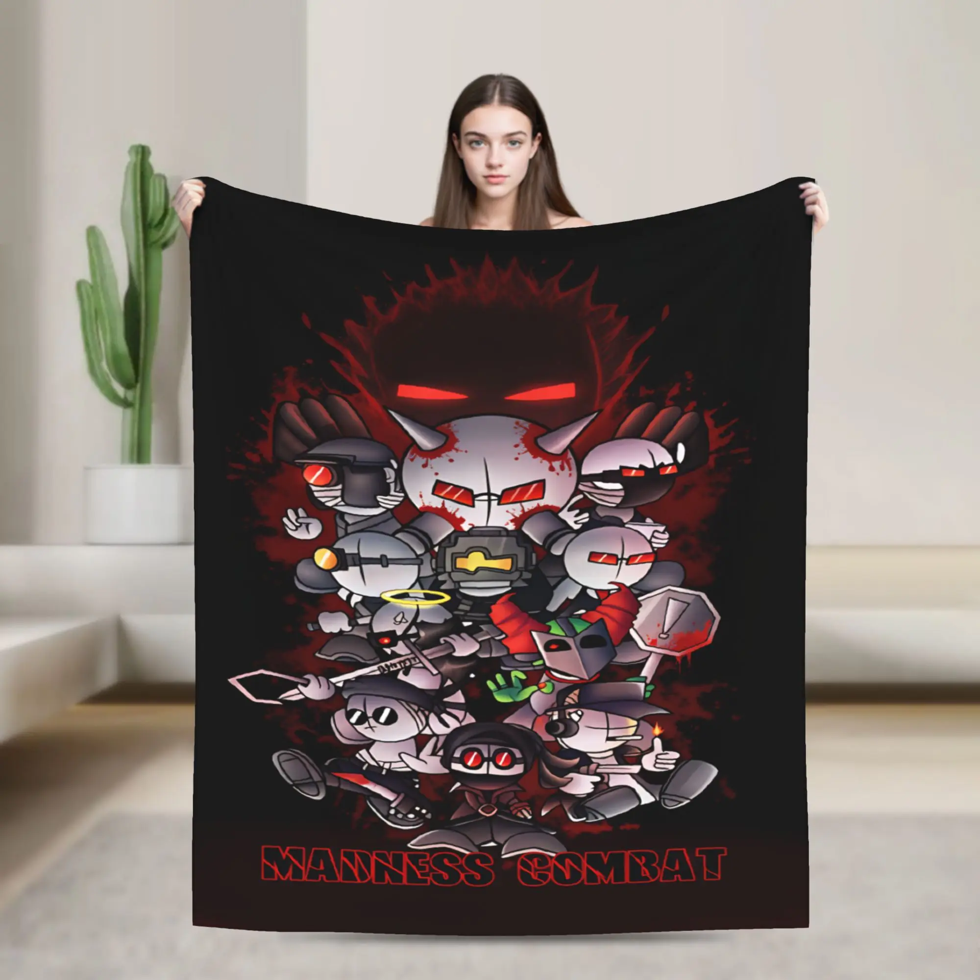 MADNESS COMBAT Soft Blankets  Camping Plush Throw Blanket Graphic Couch Chair Flannel Bedspread Sofa Bed Cover