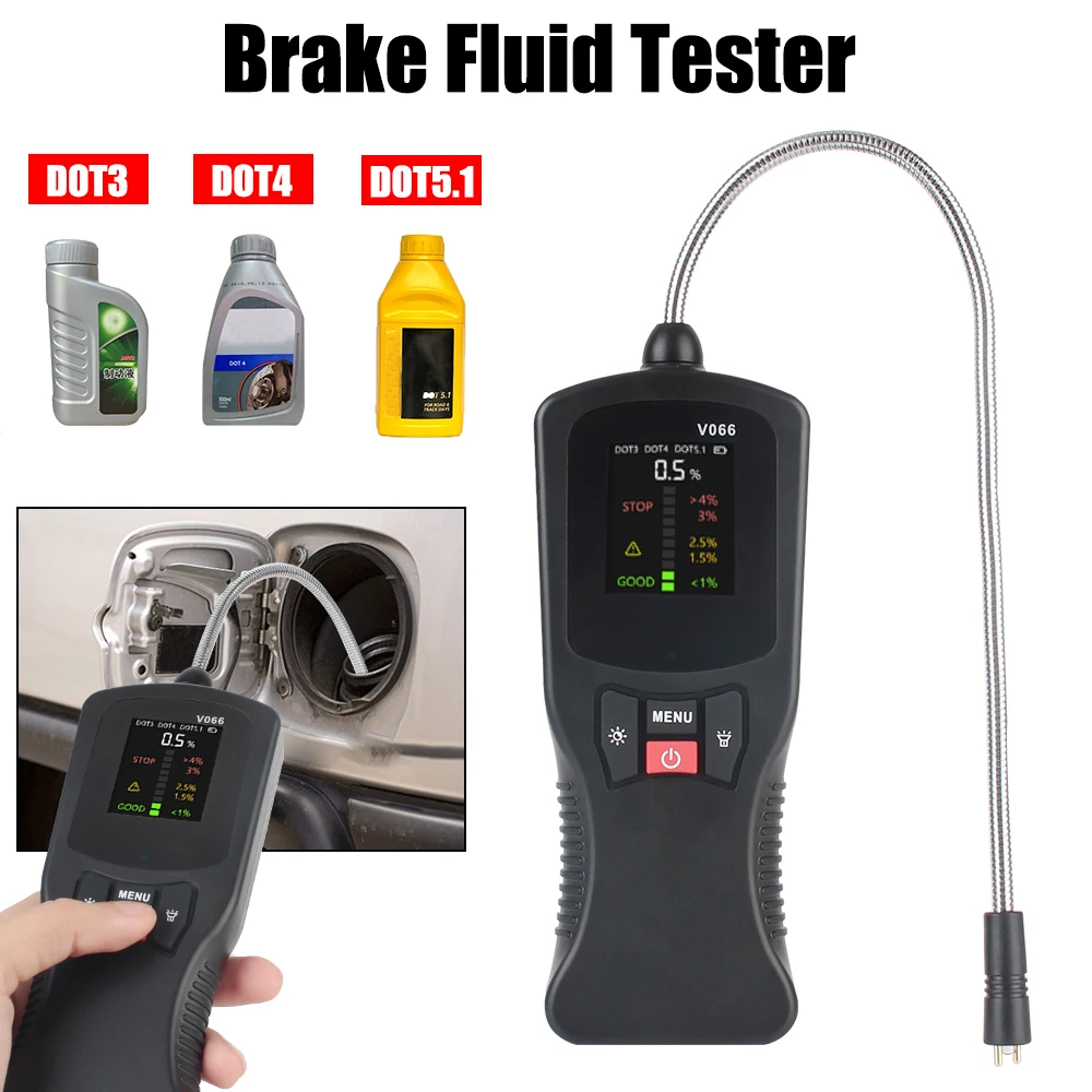 

V066 DOT3 DOT4 DOT5.1 Oil Tester Car Brake Fluid Detector Test Pen Indicator High Precision Motorcycle Truck Digital Analyzer