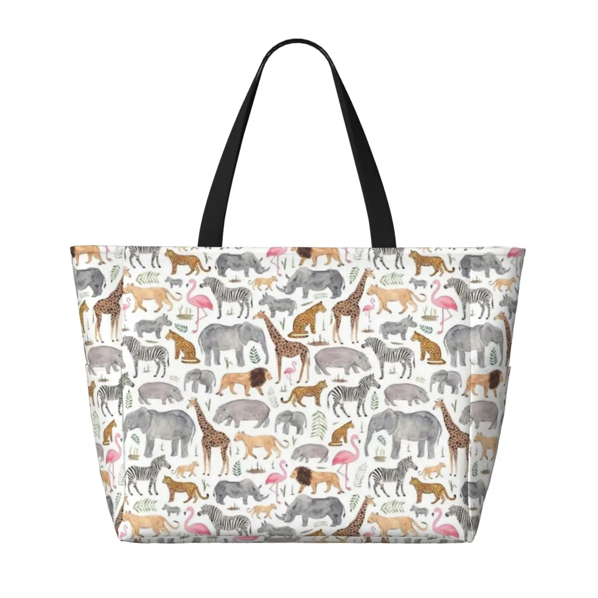 Safari Animals Beach Travel Bag, Tote Bag Holiday Practical Gifts Shoulder Bag Multi-Style Pattern