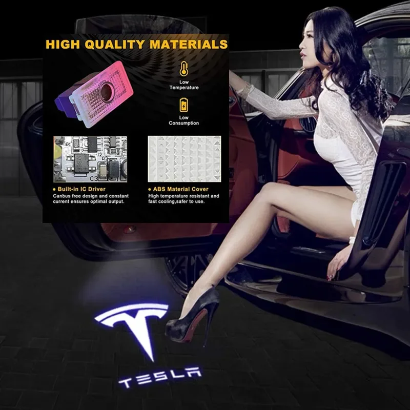 

2PCS 3D For Tesla Model S Y 3 X LED Car Door Welcome Light Logo Projector Lamp Laser Lamp Ghost Shadow Door Projection Light