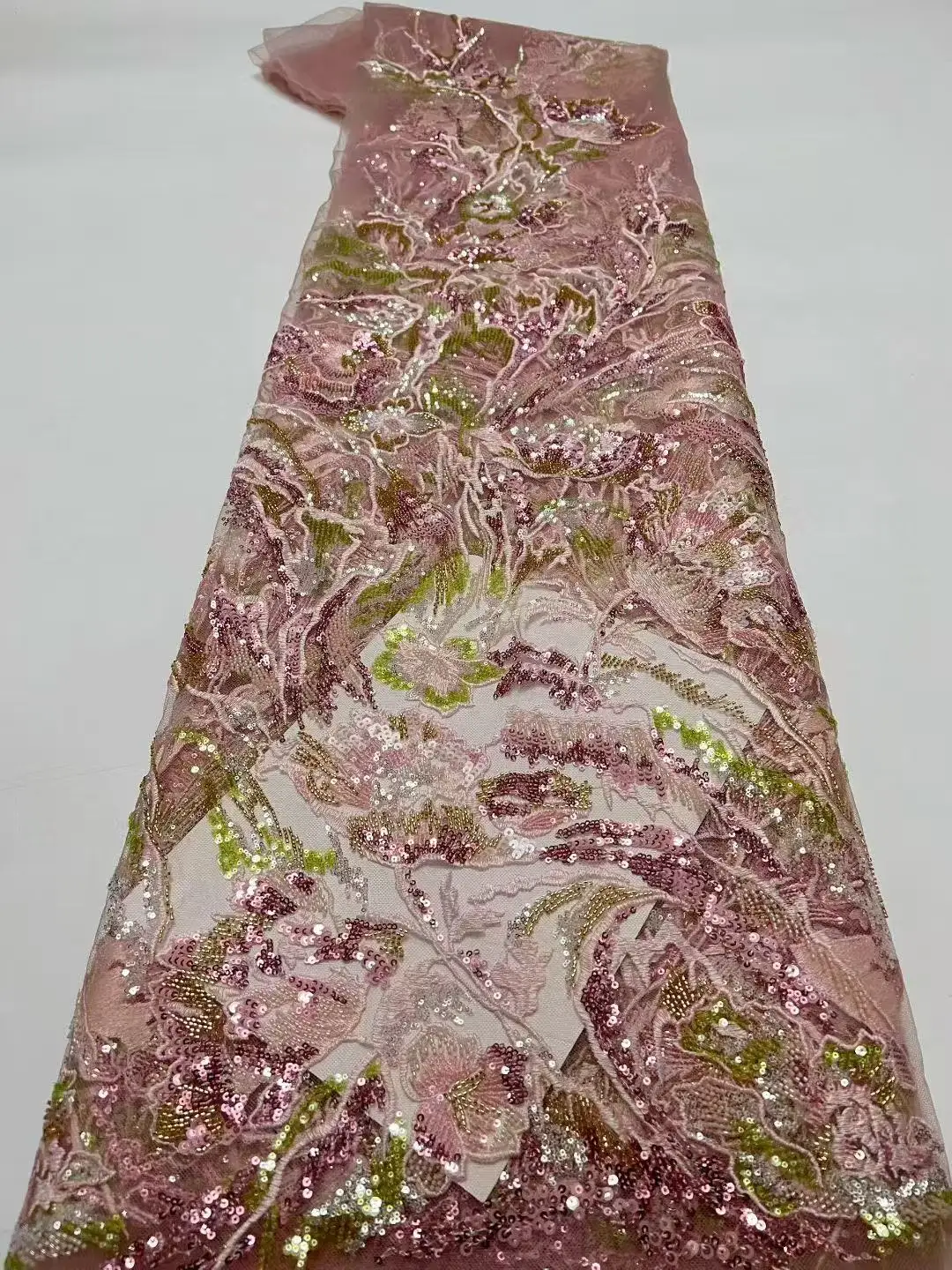 

Нигерийская кружевная ткань с пайетками 2026: высококачественное африканское кружево, французский тюль с вышивкой пайетками для пошива праздничных платьев