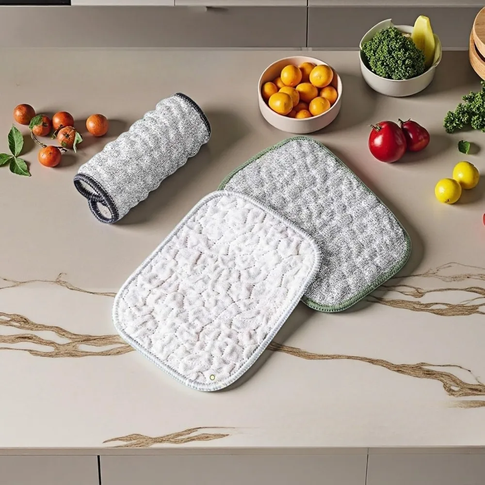 Double Sided Wire Dishcloth Scrubbing Sponge Microfiber Dish Rags for Kitchen Non Scratch Dishwashing Cloths 5/10Pcs Clean Tool
