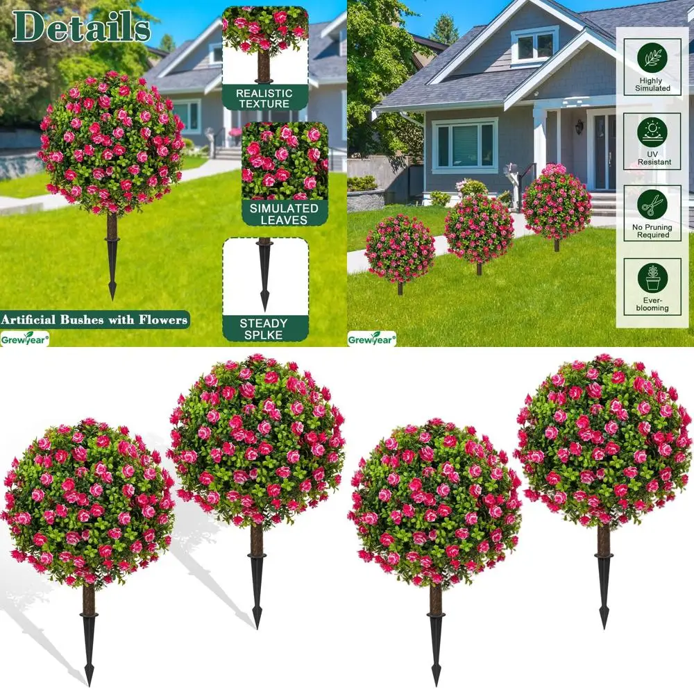 

Outdoor UV-Resistant 18 Wide Pair of Faux Boxwood Plants for Planters, Ideal for Front Porch Decor