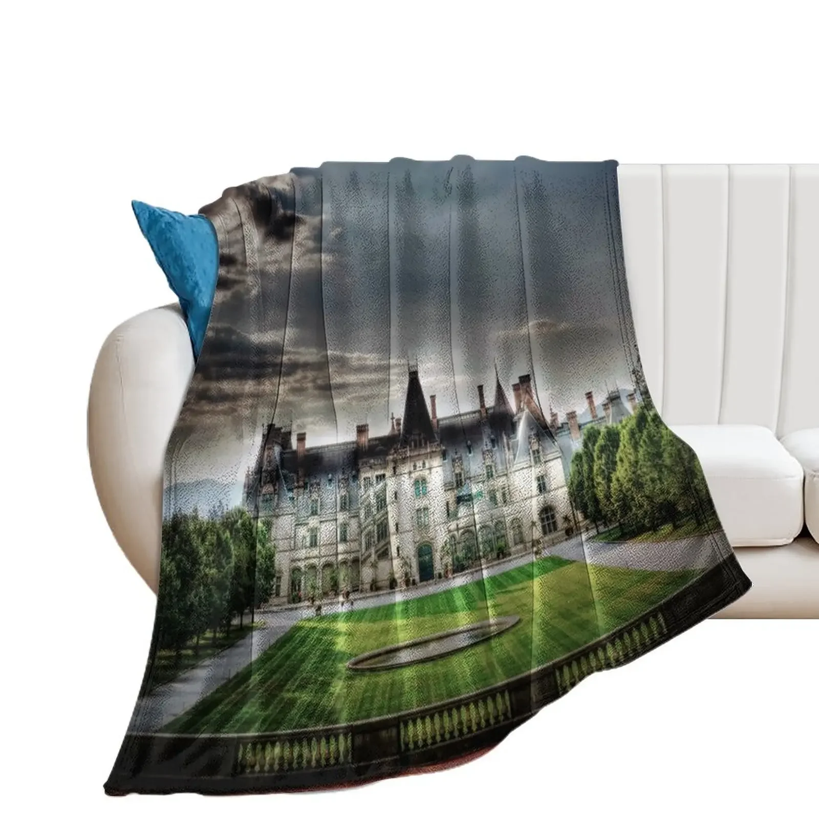 Biltmore House Throw Blanket Travel Flannel Fabric Moving Blankets