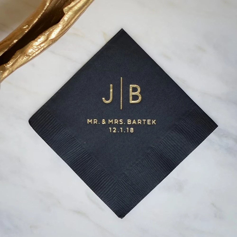 

Foil Monogrammed Wedding Cocktail Napkins, Custom Beverage Napkins, Personalized Party Napkins, Event Napkins, Rehearsal Dinner