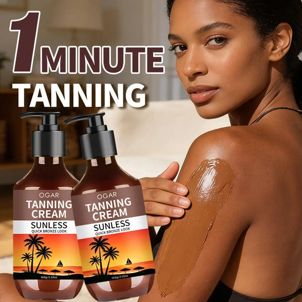 Sunless Tanning Cream Lotion 100g Natural Coconut Oil Even Skin Tone Bronze Waterproof Skin Care Self-Tanning Sweat Resistant