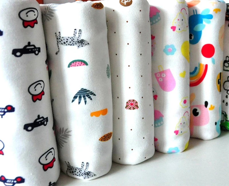 Cotton Knitting Fabric by Half Meter DIY Sewing Uphostery Baby Clothing Stretch Printed Cartoon Jersey Fabric Other Fabric Plain