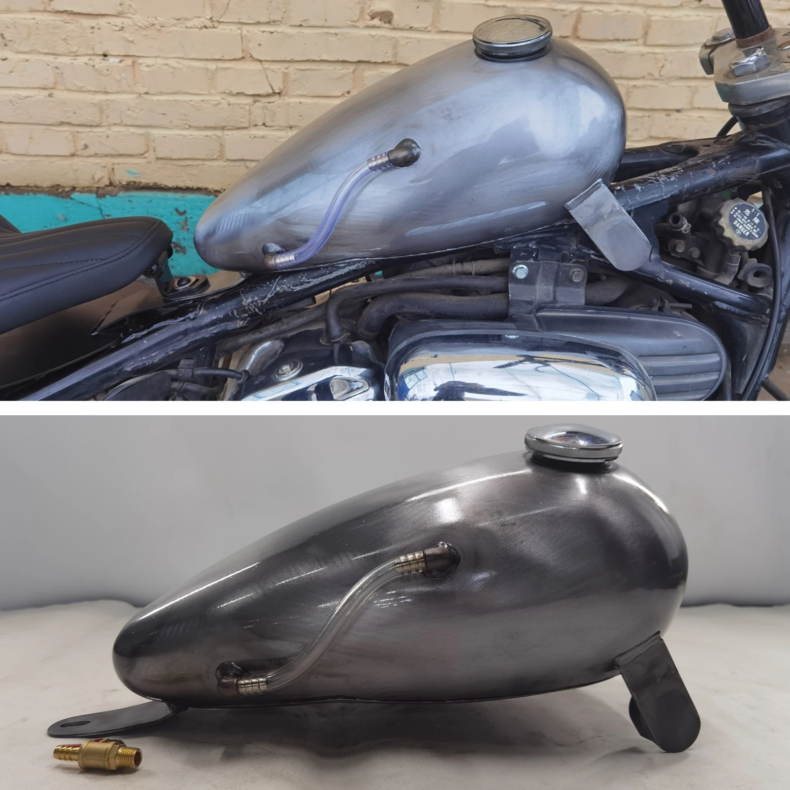 8 L Motorbike Petrol Gas Fuel Tank Handmade Gasoline Oil Can With Tube & Valve For Honda Steed 400 600 Shadow VLX600 VT600