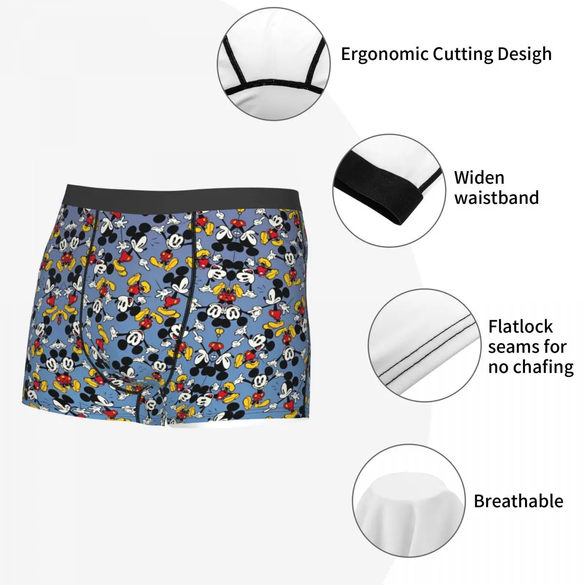 Mickey Mouse Boxers Novidade Presente para Homens, Roupa Interior Divertida, Cuecas Boxer