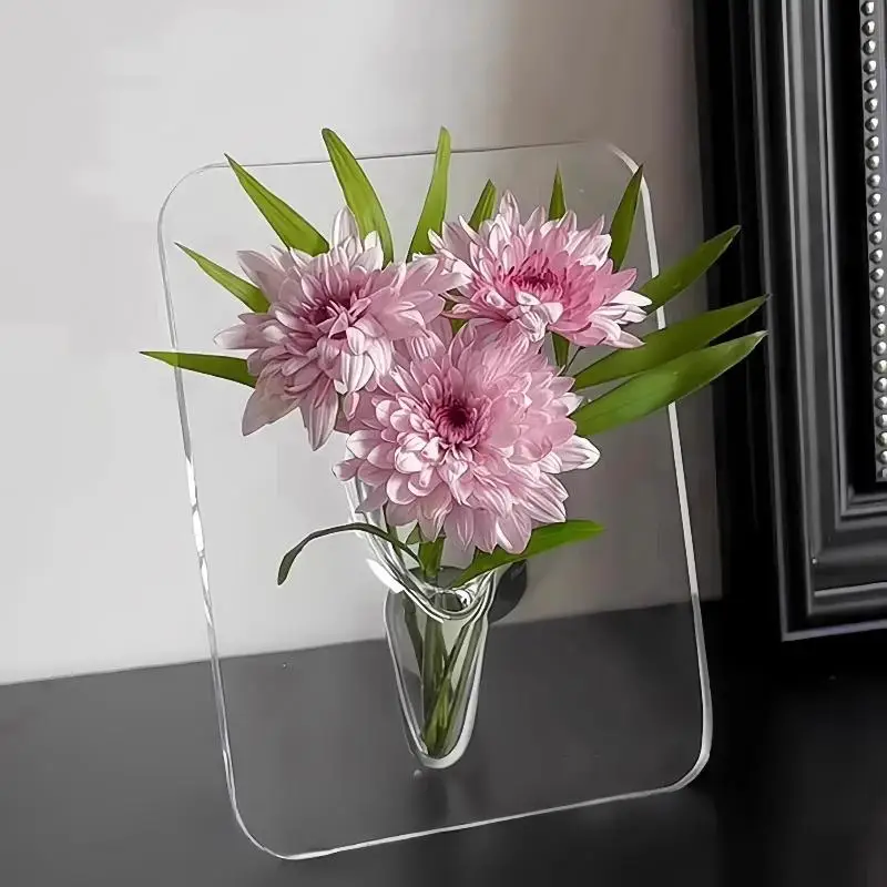 Instagram-Style Photo Frame Vase Simple Transparent Acrylic For Hydroponic Flower Arrangement Entryway Vase Living Room Ornament