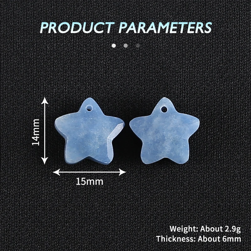 Wholesale Natural Blue Aventurine Pentagram Faceted Earrings Beads For Jewelry Making, Fashion DIY Earring Stone Jewelry image 6