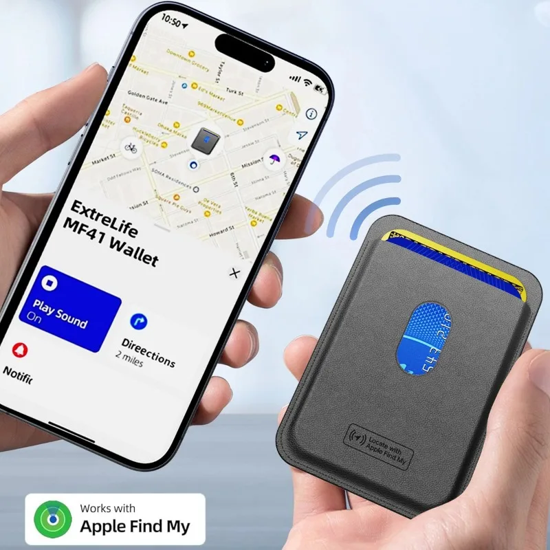 محفظة Magsafe Find My المدمج في Find My Location Wallet Tracker Tag لهاتف IPhone 12/13/14/15/16/17 مع إعادة الشحن اللاسلكي