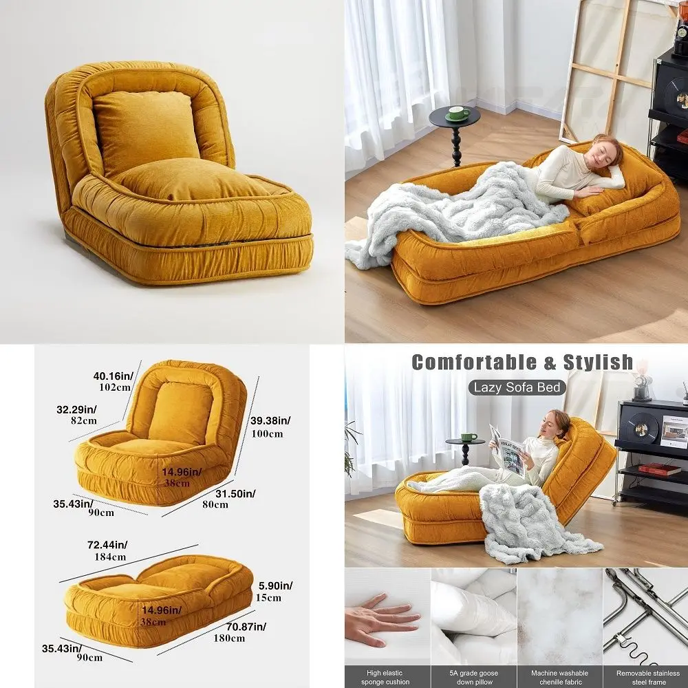 Sofá Cama Plegable, Silla de Piso Ajustable, Cama para Perros y Personas, Asientos de Piso para Adultos y Niños, Sofá Pequeño y Acogedor para Sala de Estar