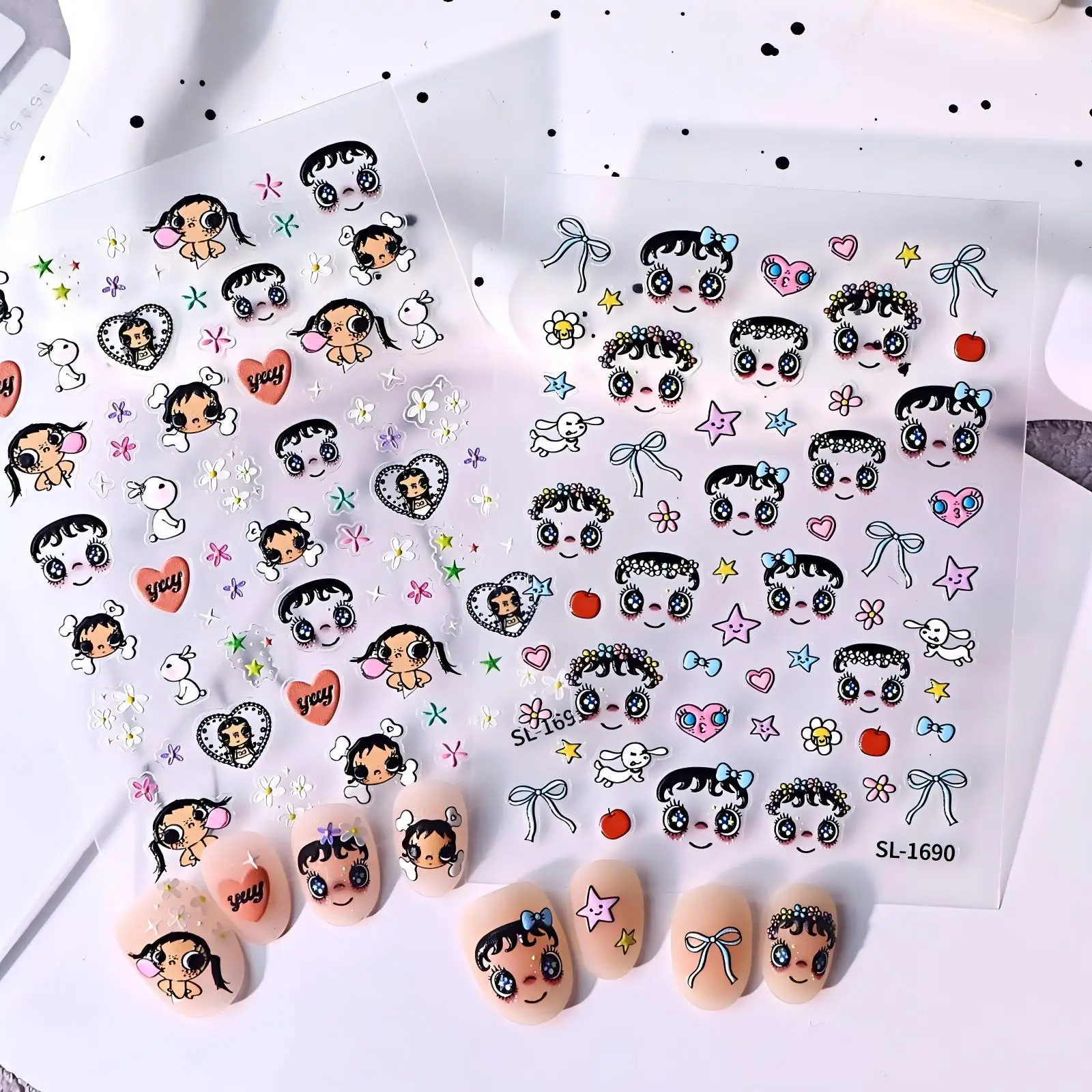 5pcs Cartoon Anime Yuy Nail Art Sticker Notebook Planner Decals 5D Embossed Nail Stickers