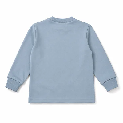 BARCALI Fall Blue French Terry Pocket Set 2pcs Children's Outfit Embroidery Design for Girl Boys And Baby Teenage Clothing Set