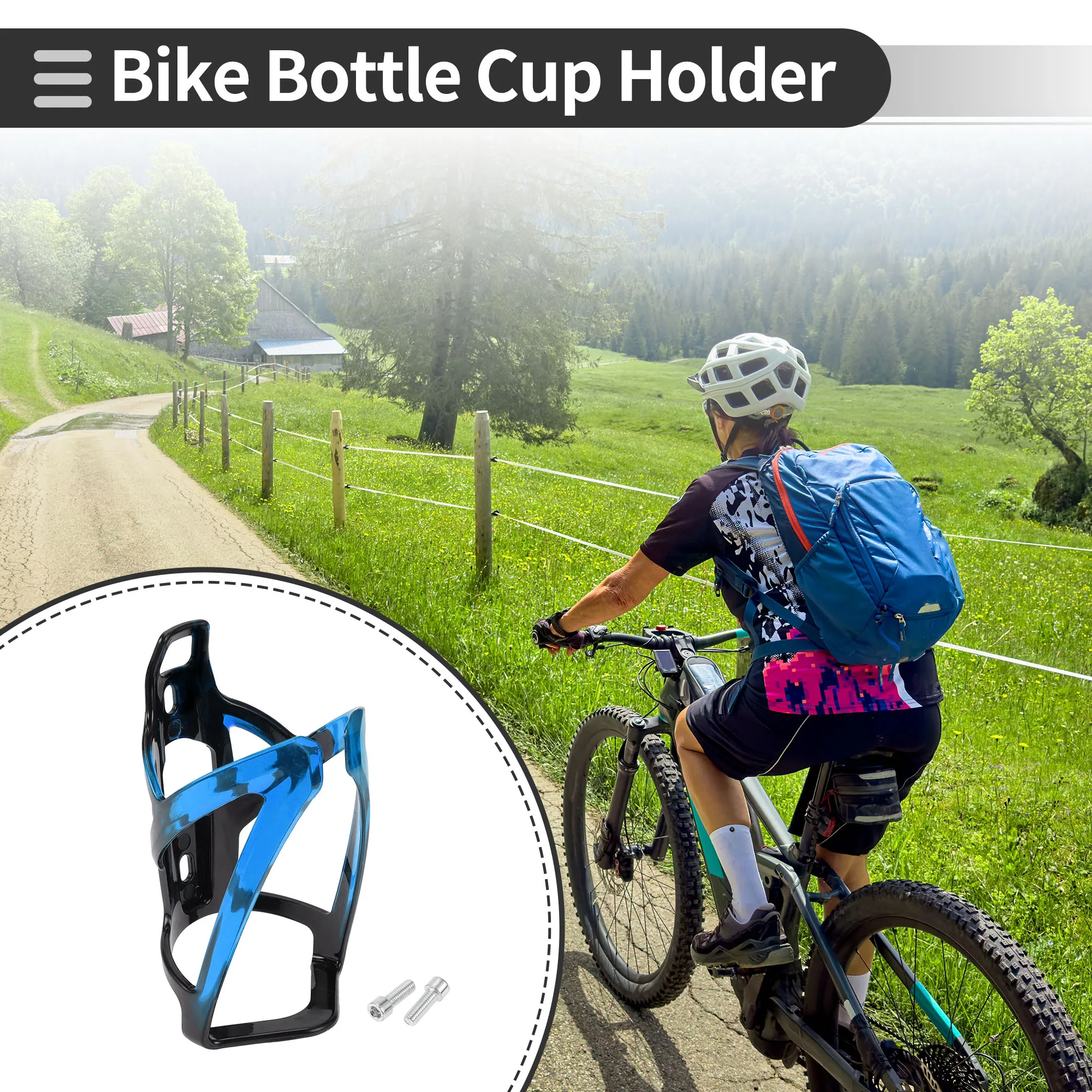 X Autohaux Bike Bottle Cup Holder Rack Integrally-formed PC Plastic Blue Black Dazzle 1 Set