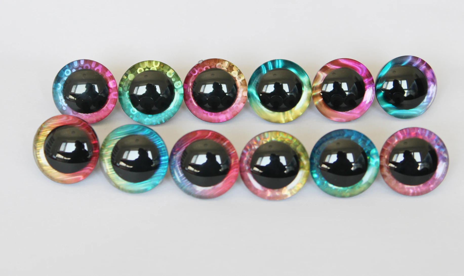 Exclusive design 100pcs---12/14/16/20/25/30/35mm New  toy safety eyes 3D  doll eyes + glitter fabric + washer -- style option